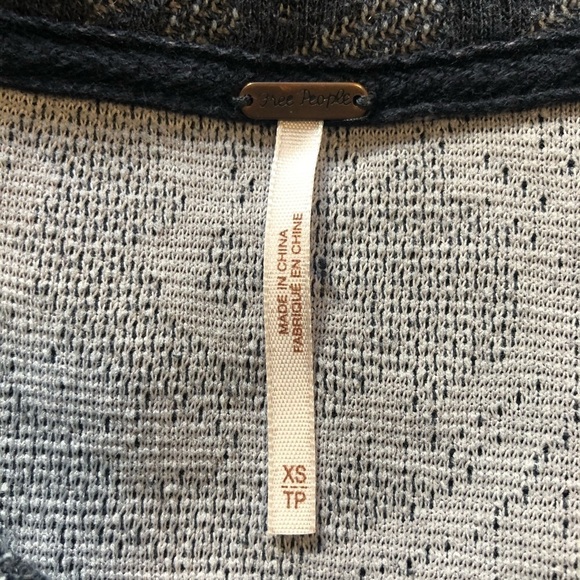 Free People Thermal Grey & Black Lace printed top with Zippers XS - Picture 6 of 9